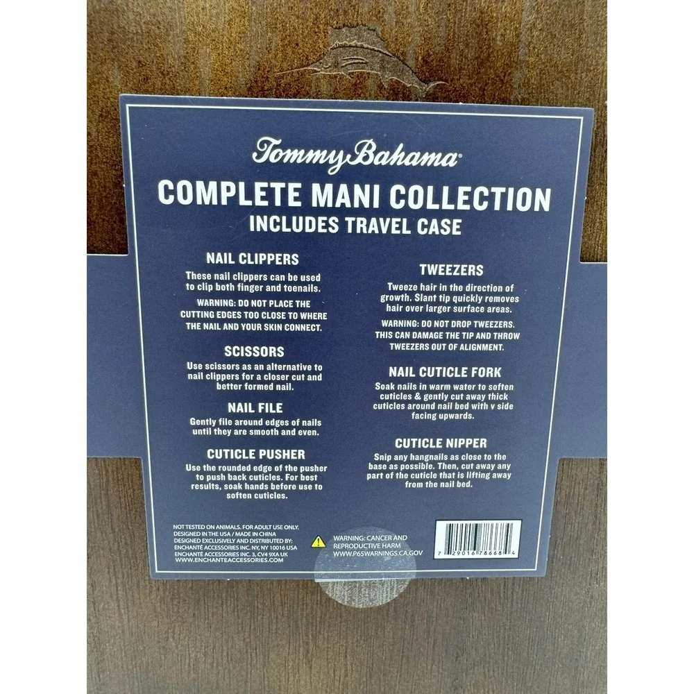 Tommy Bahama Men's Mani Set Collection Kit w/ Storage 8 Tools Case Brown NIB